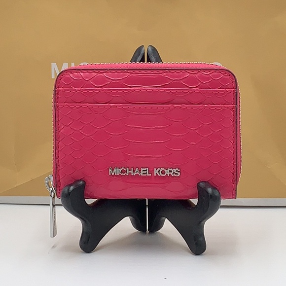 MICHAEL KORS MEDIUM ZIP AROUND CARD CASE WALLET ELECTRIC PINK COLOR - Picture 6 of 12